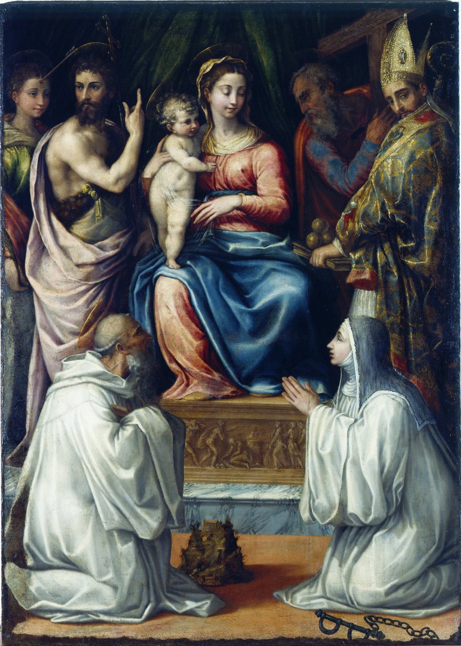 Jomfruen med de hellige Christina af Bolsena, Johannes Døberen, Philip, Nicholas..., 1540. af Salviati