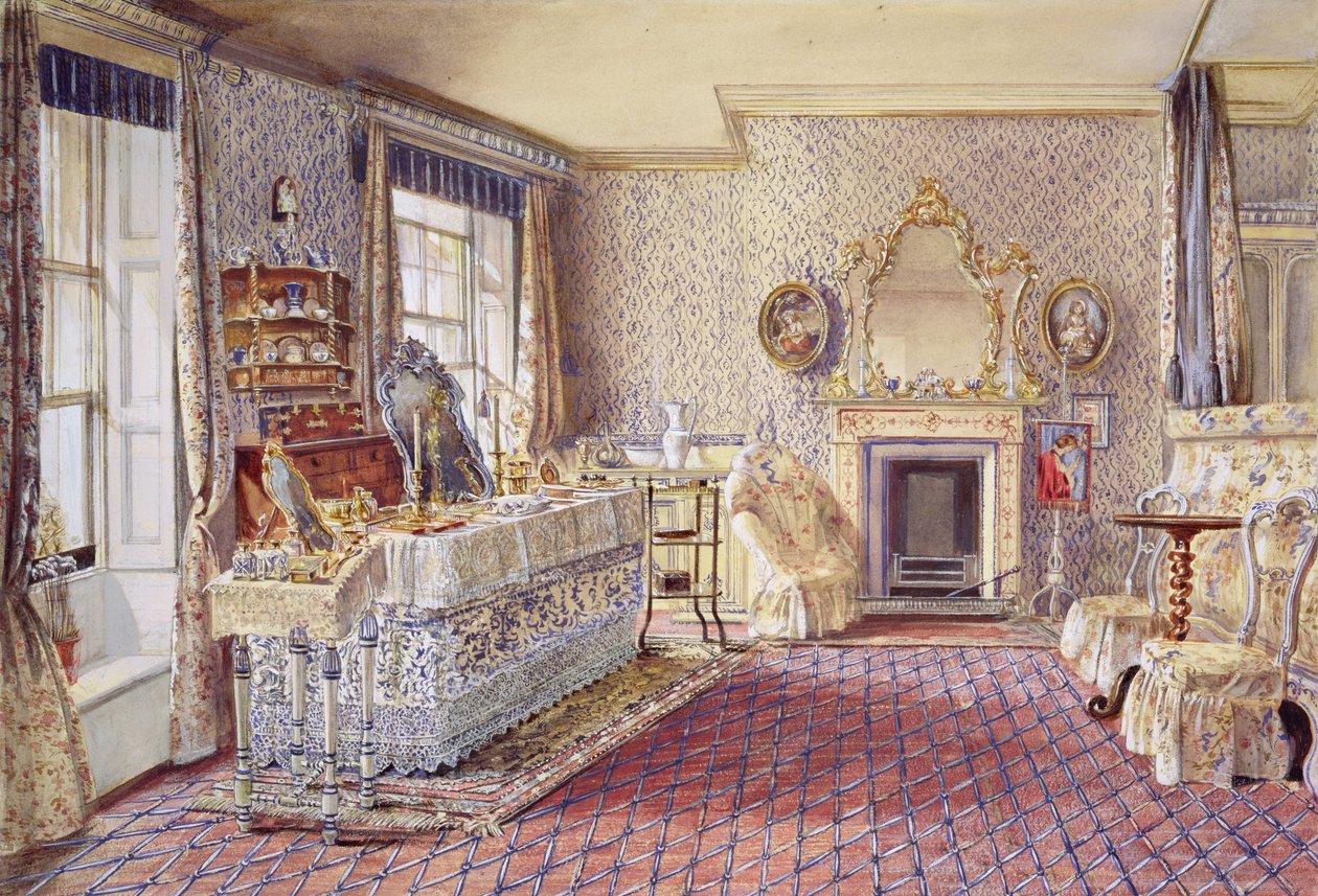 Interiør af et soveværelse af Samuel A. Rayner