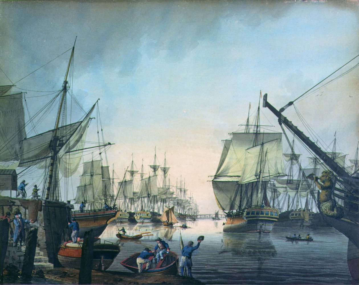 Udsigt over poolen, under London Bridge af Samuel Atkins