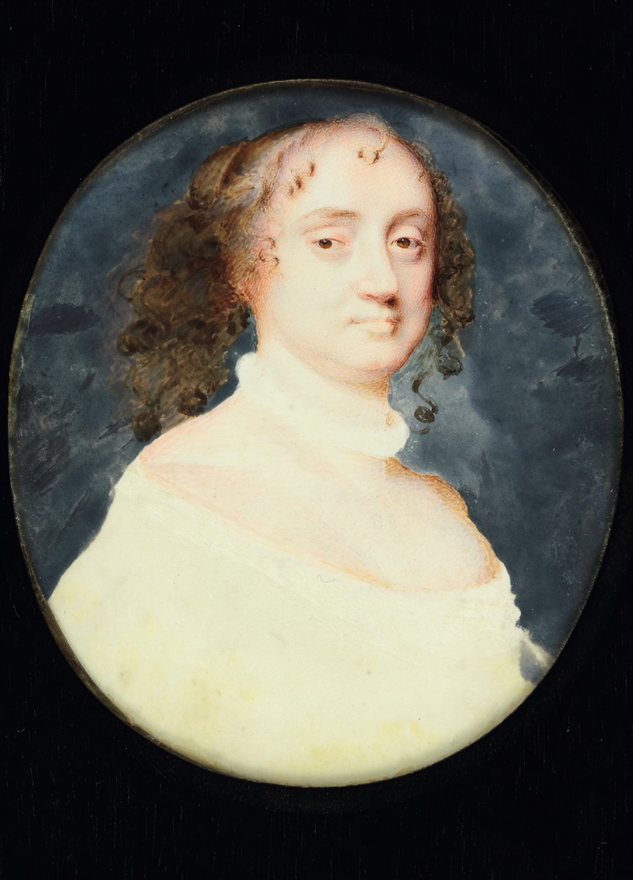 Portræt af en dame kaldet Barbara Villiers, grevinde af Suffolk (wc på vellum) af Samuel Cooper