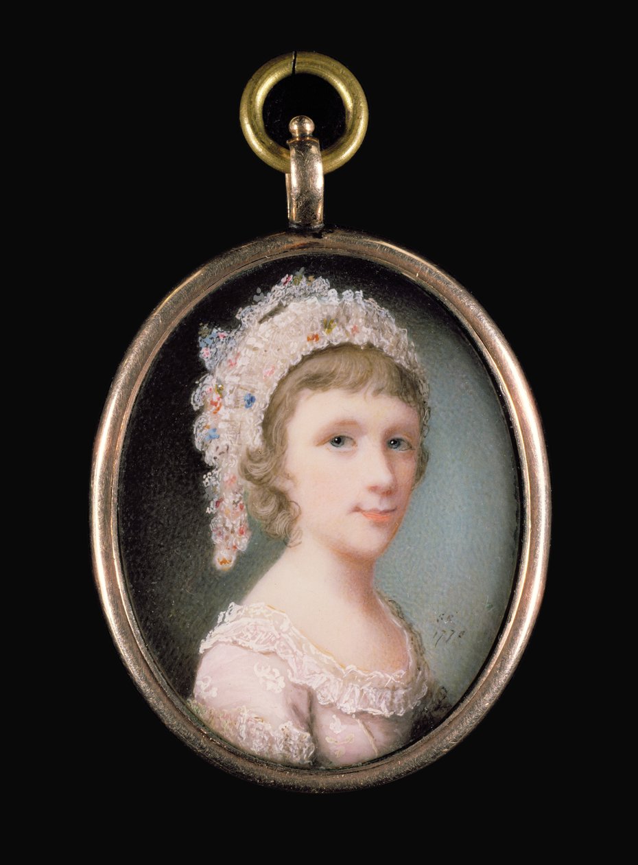 En ung pige, 1775 (wc på vellum) af Samuel Cotes