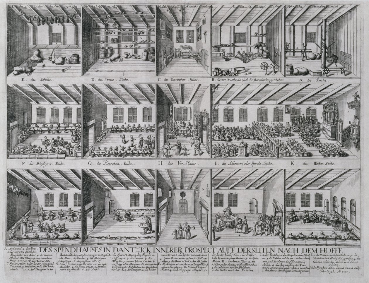 Værested for børn og ældre, 1707 (kobberstik på blottet papir) af Samuel Donnet