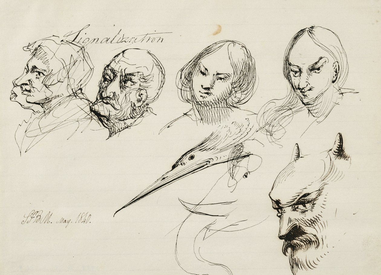 Signalization, 1840 (pen & mørkebrunt blæk på cremefarvet papir) af Samuel Finley Breese Morse