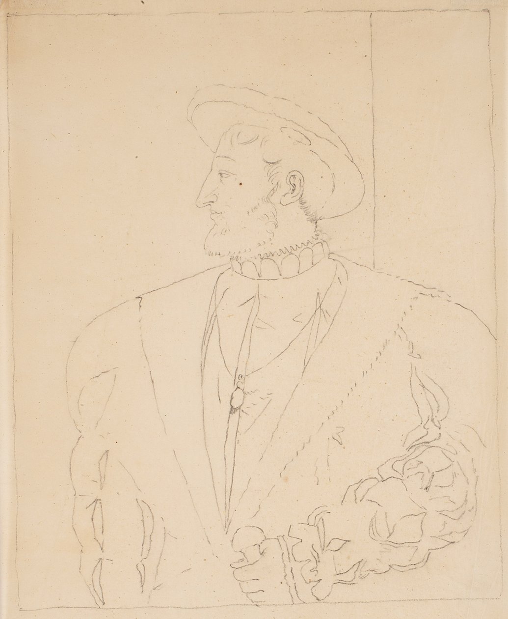 Skitse af Frans I (studie for The Gallery of the Louvre), ca. 1831-32 (grafit på kalkerpapir) af Samuel Finley Breese Morse
