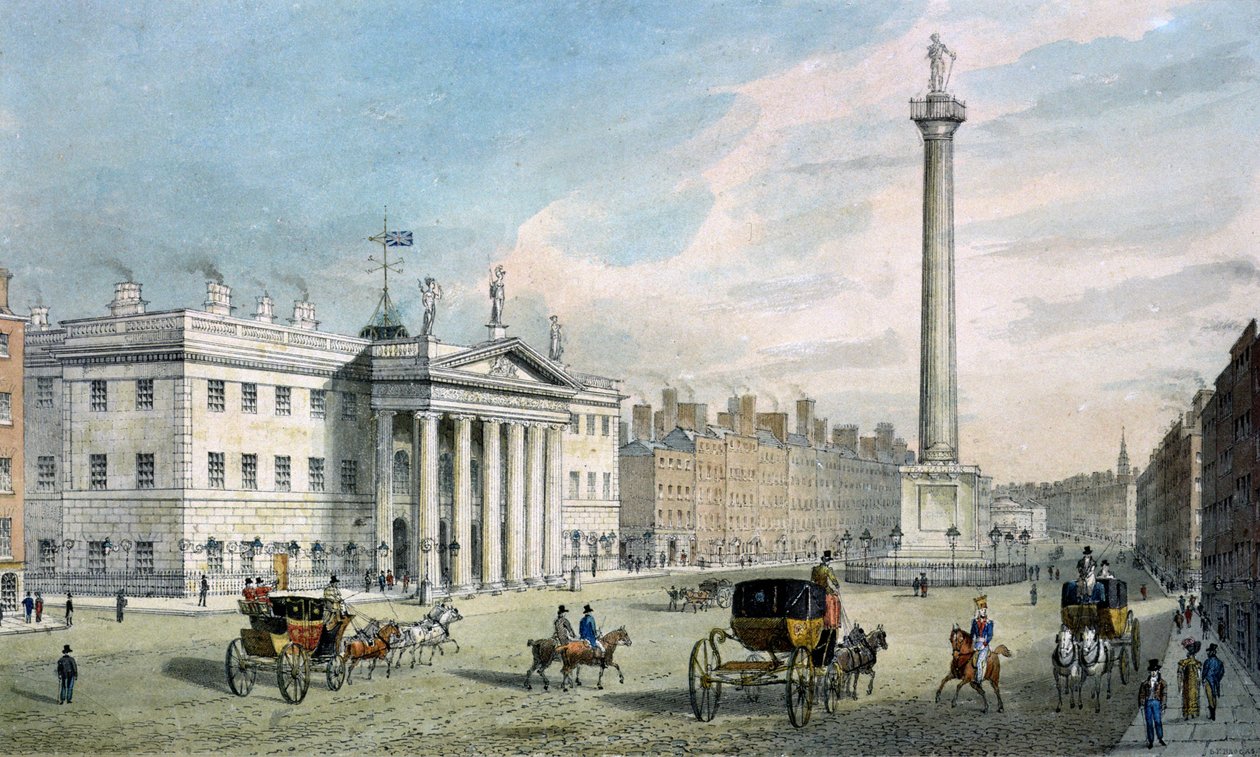 Sackville Street, Dublin, der viser postkontoret og Nelson