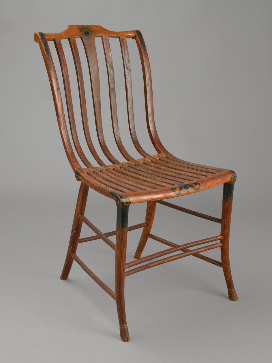Sidestol, ca. 1808-20 (bøjet træ, ask og ahorn) af Samuel Gragg