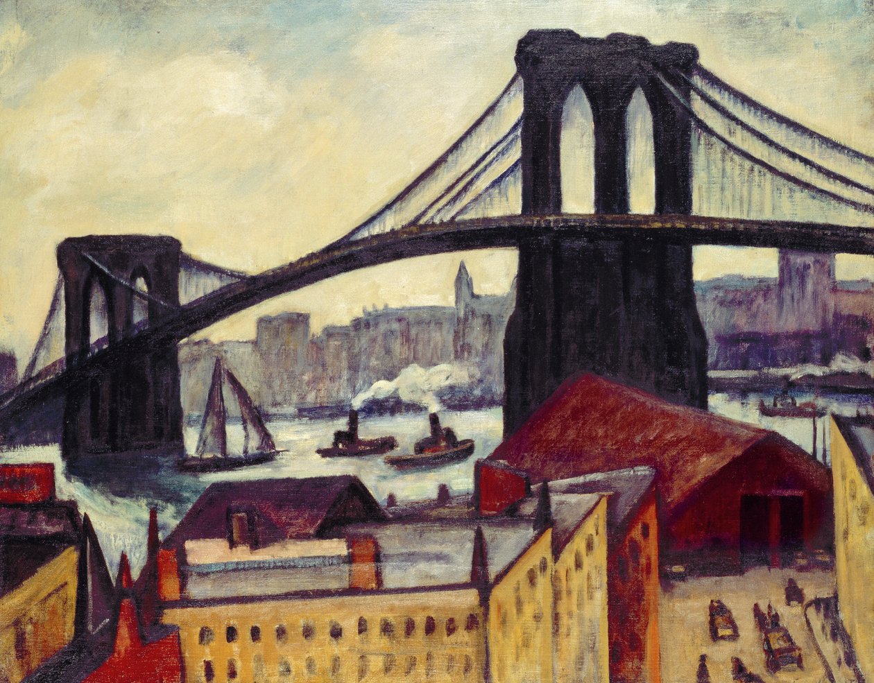Udsigt over Brooklyn Bridge af Samuel Halpert