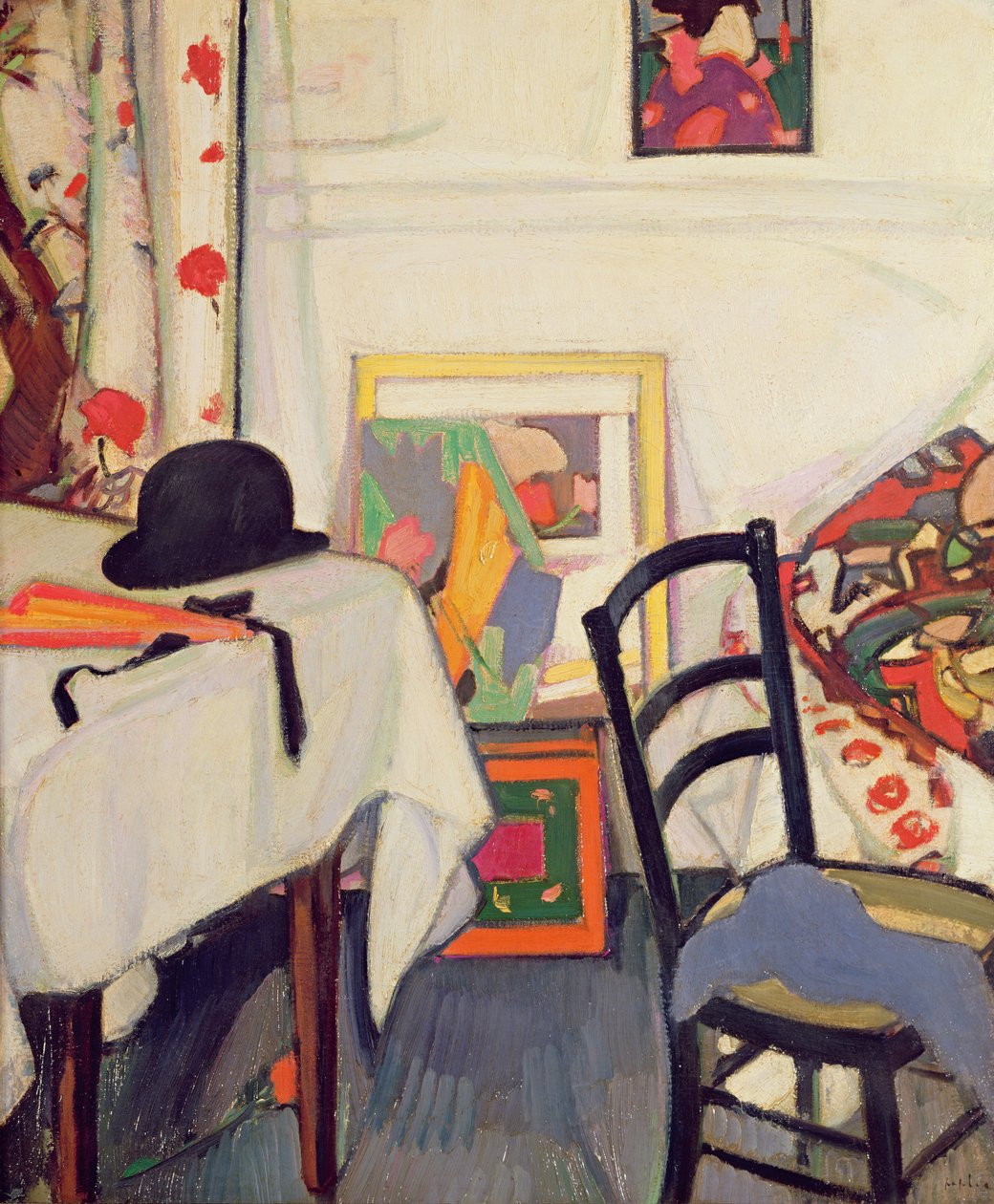 Interiør med japansk ventilator, ca. 1915 af Samuel John Peploe