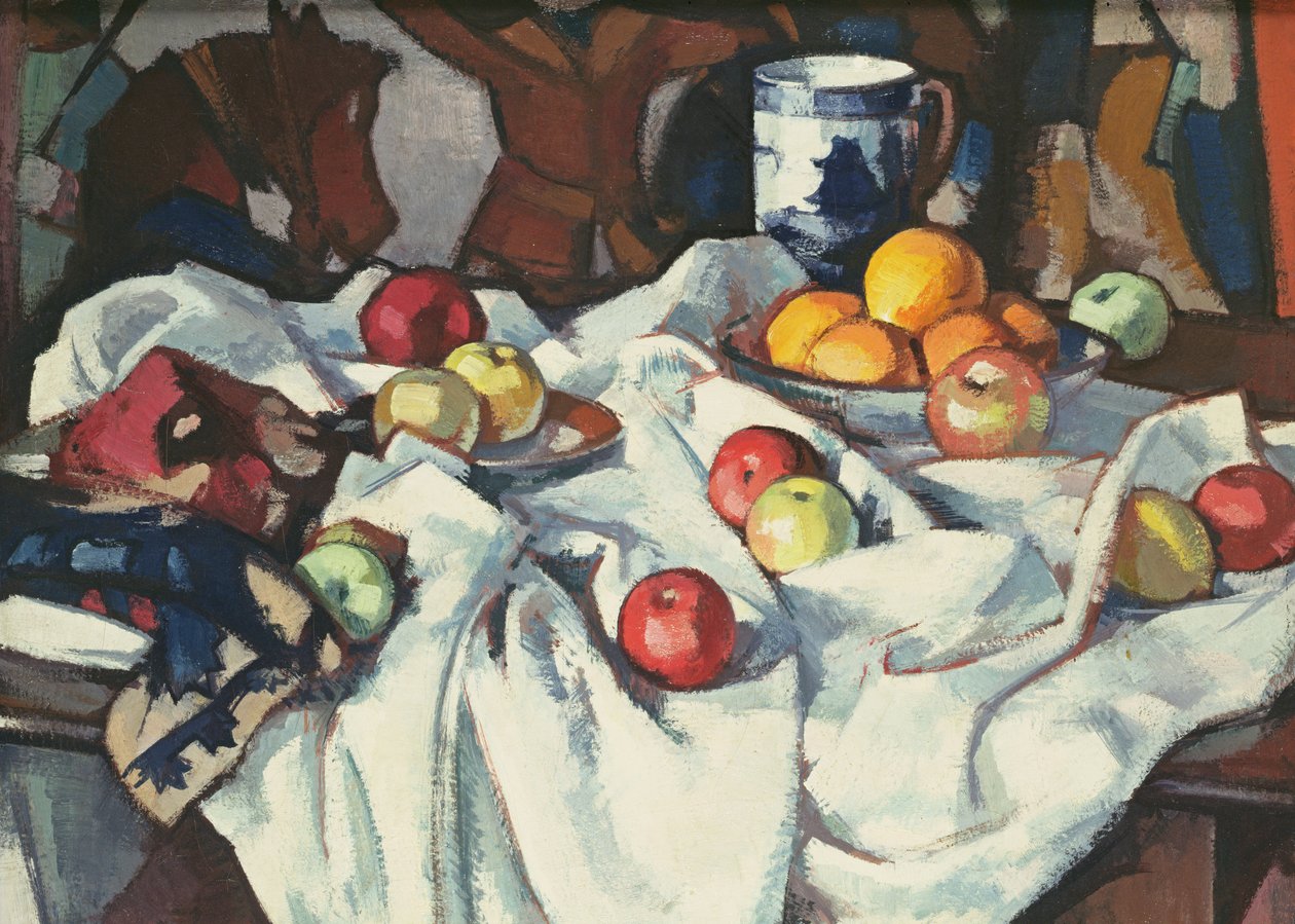 Stilleben af appelsiner og æbler af Samuel John Peploe