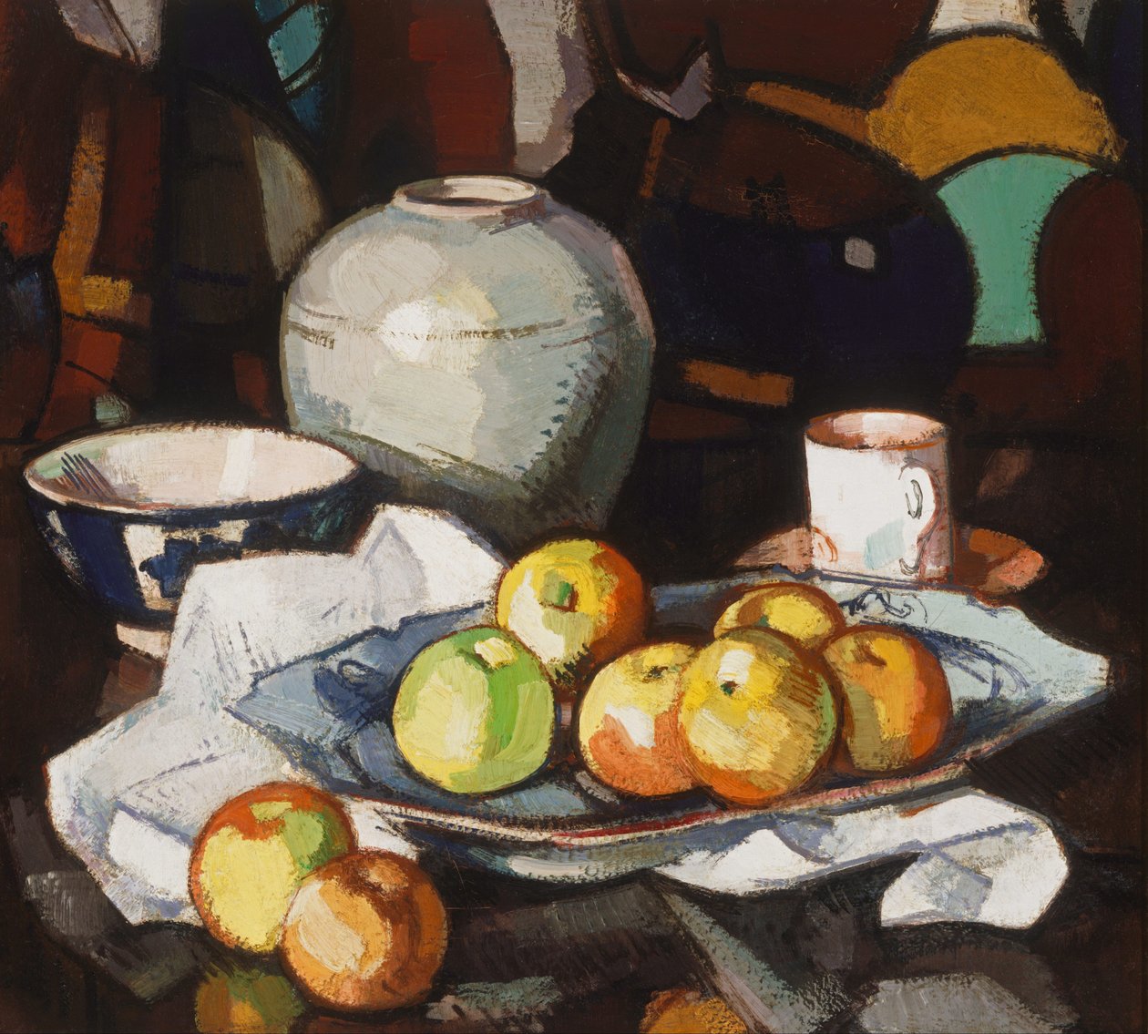 Stadig liv- æbler og krukke af Samuel John Peploe