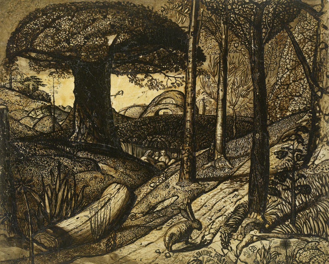 Tidlig morgen, 1825 (pen og pensel i sepia) af Samuel Palmer