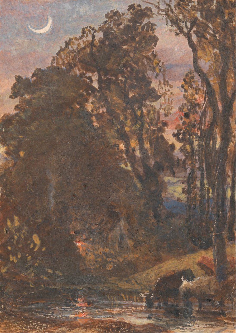 Aften, Kvægvanding af Samuel Palmer
