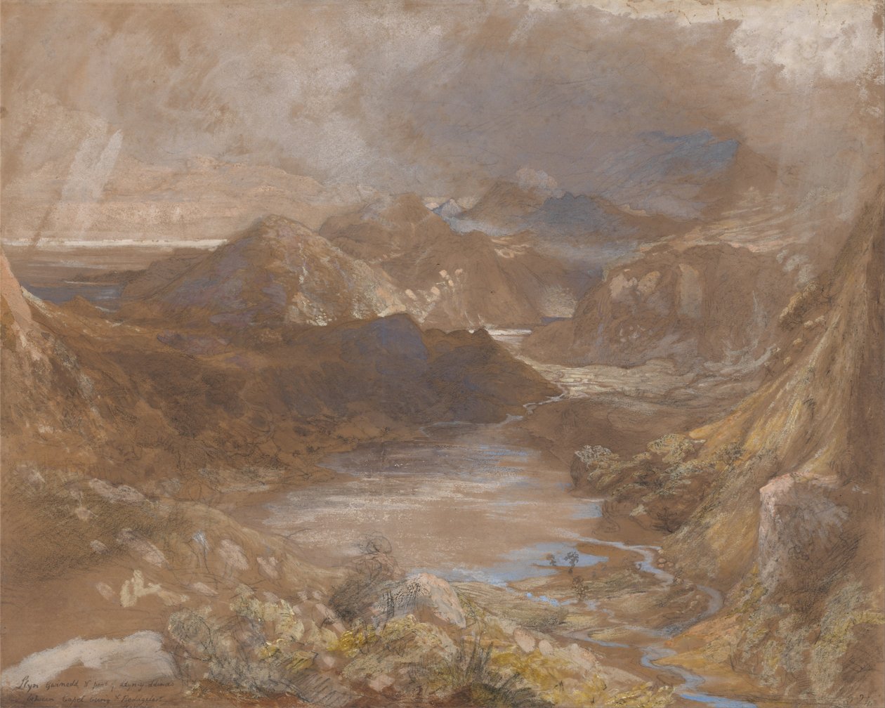 Llwyngwynedd og en del af Llyn-y-ddina Mellem Capel Curig og Beddegelert, North Wales af Samuel Palmer