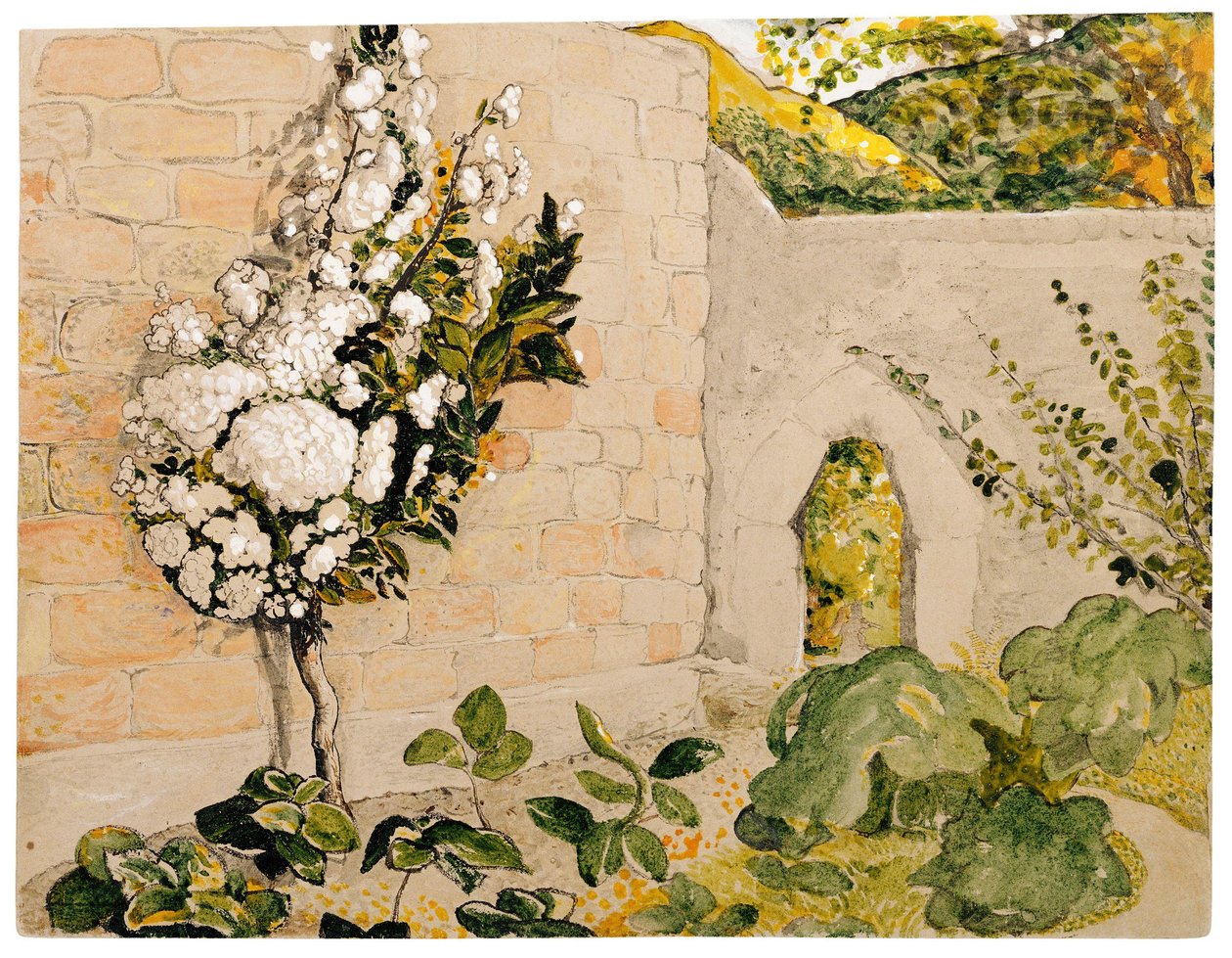 Pæretræ i en muret have, af Samuel Palmer af Samuel Palmer