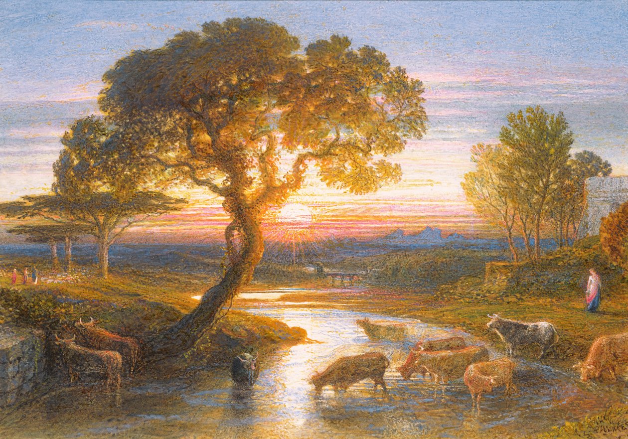 Sabrina (wc & kropsfarve på papir) af Samuel Palmer