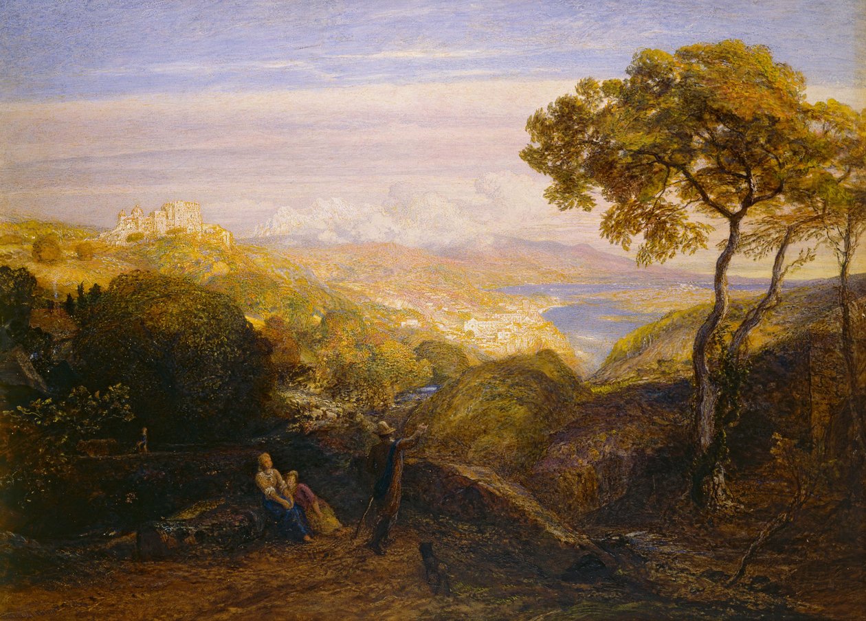 The Prospect, 1864-81 (akvarel og kropsfarve med gummi arabicum, om bord i London) af Samuel Palmer