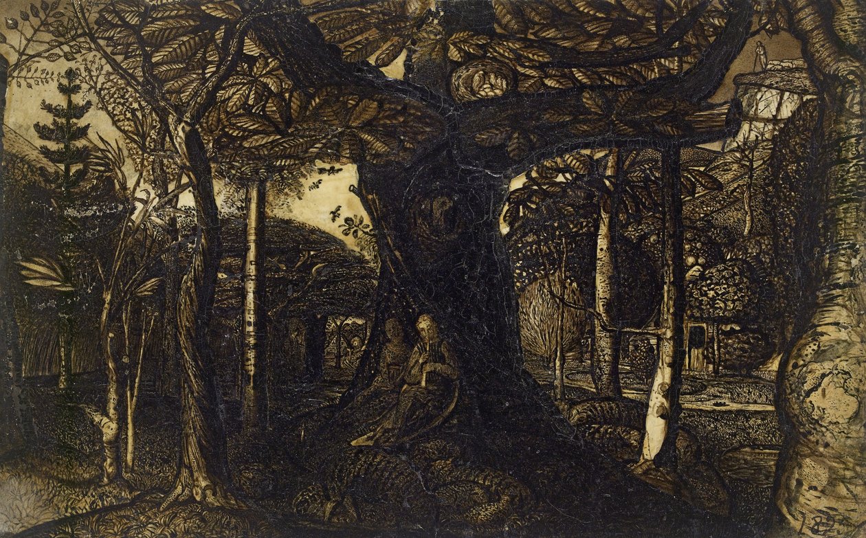 Skovens skove, 1825 (pen og pensel i sepia) af Samuel Palmer