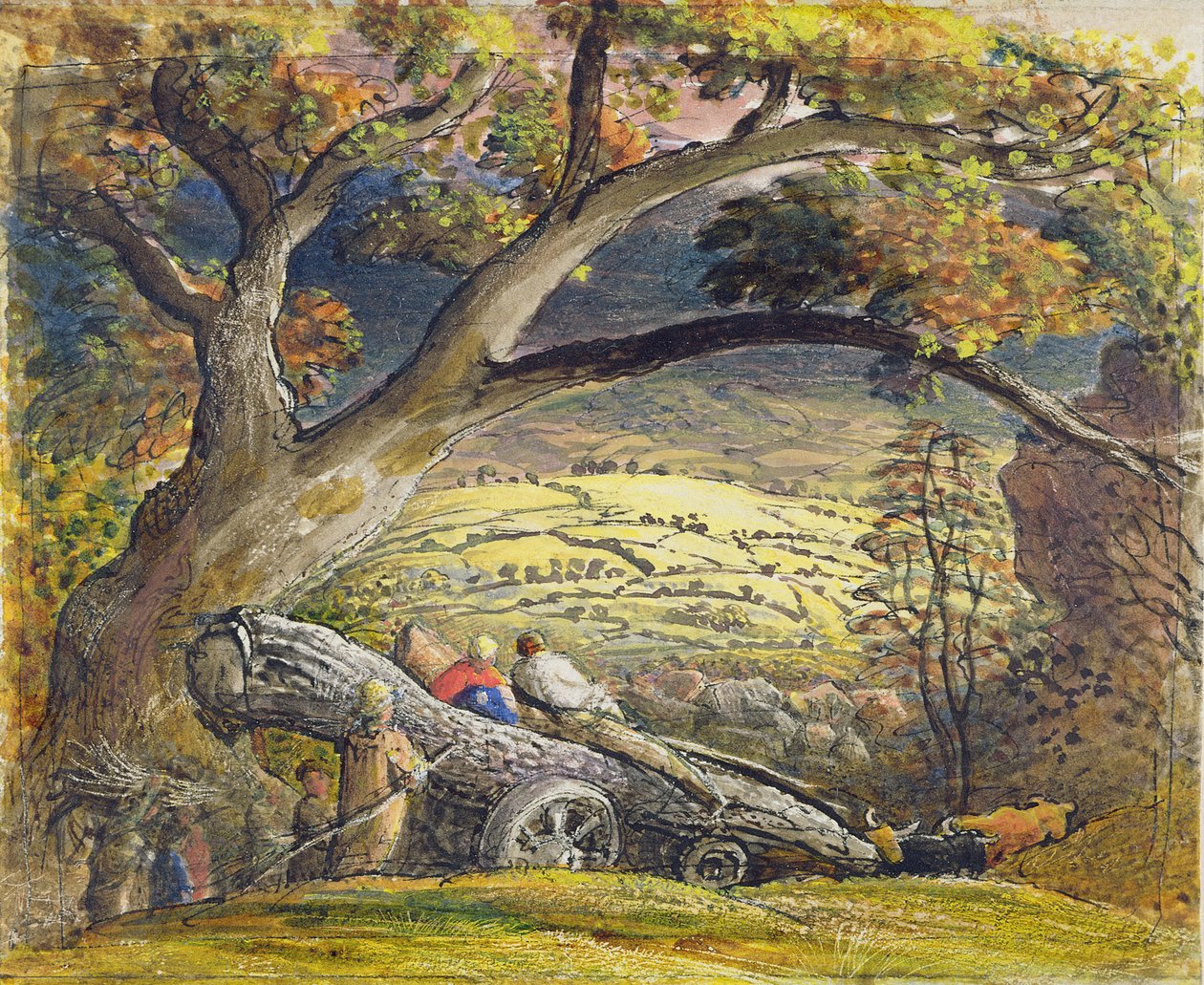 Tømmerflisen, ca.1833-34 (wc og gouache på papir) af Samuel Palmer