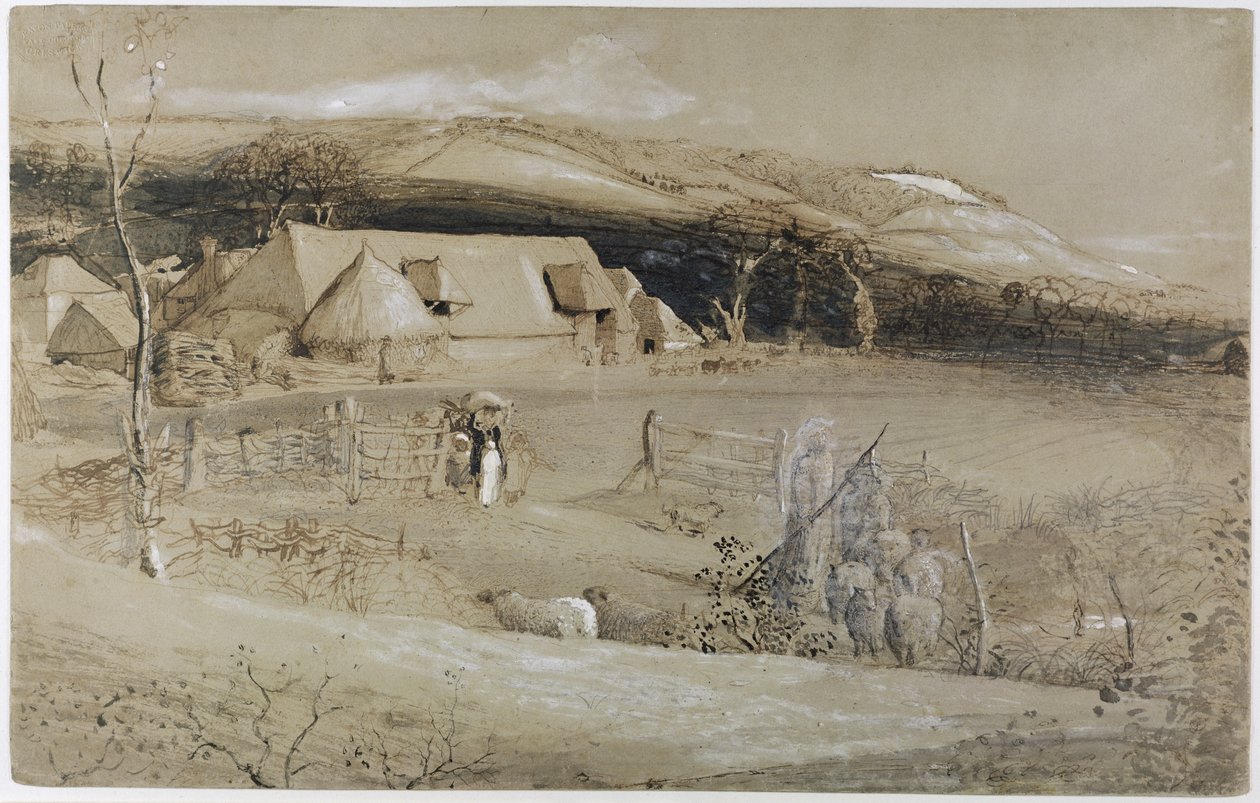 The Valley of Vision (pensel, blækvask, kropsfarve og grafit på papir) af Samuel Palmer