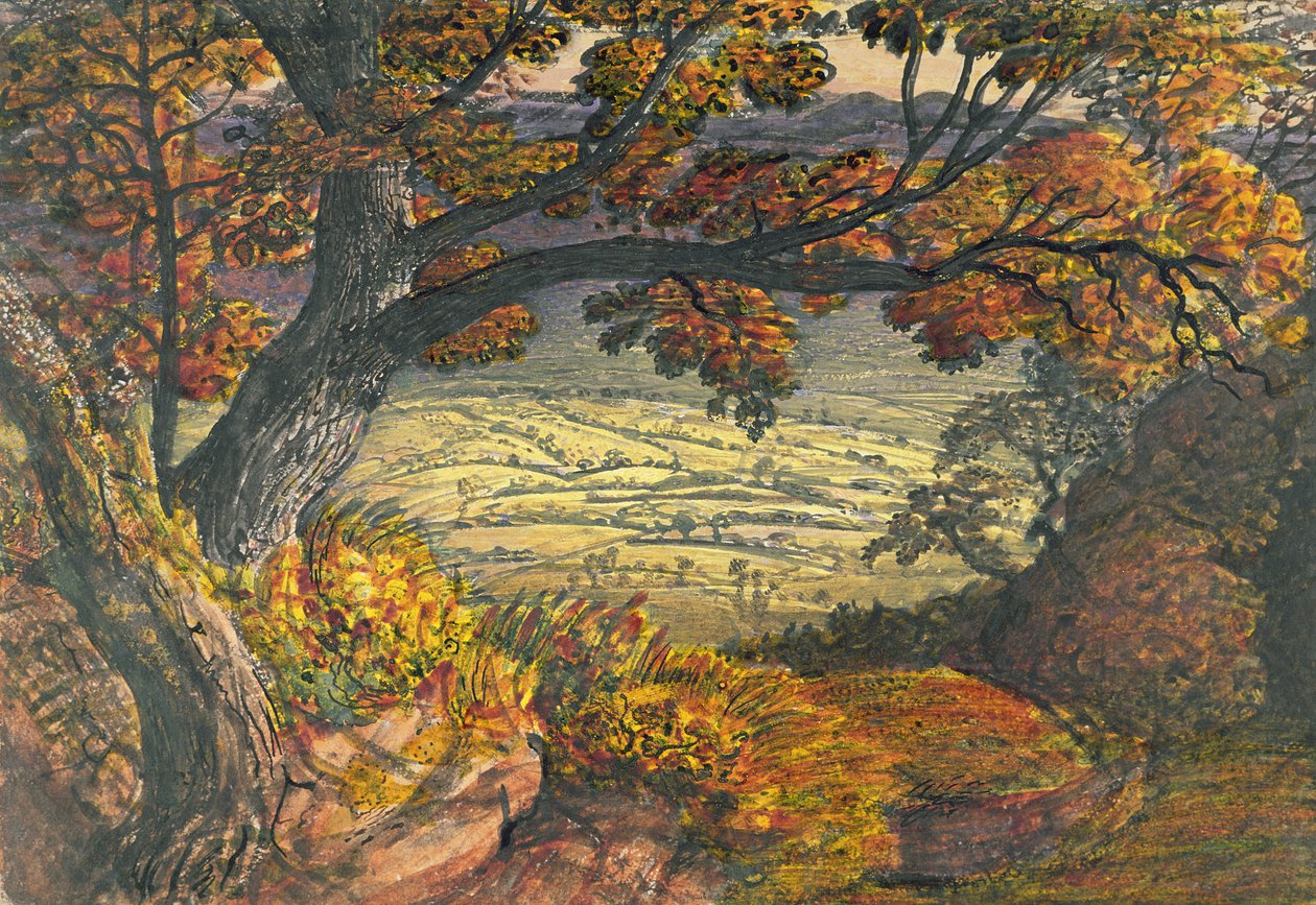 The Weald of Kent, ca. 1827-28 (wc und gouache på papir) af Samuel Palmer