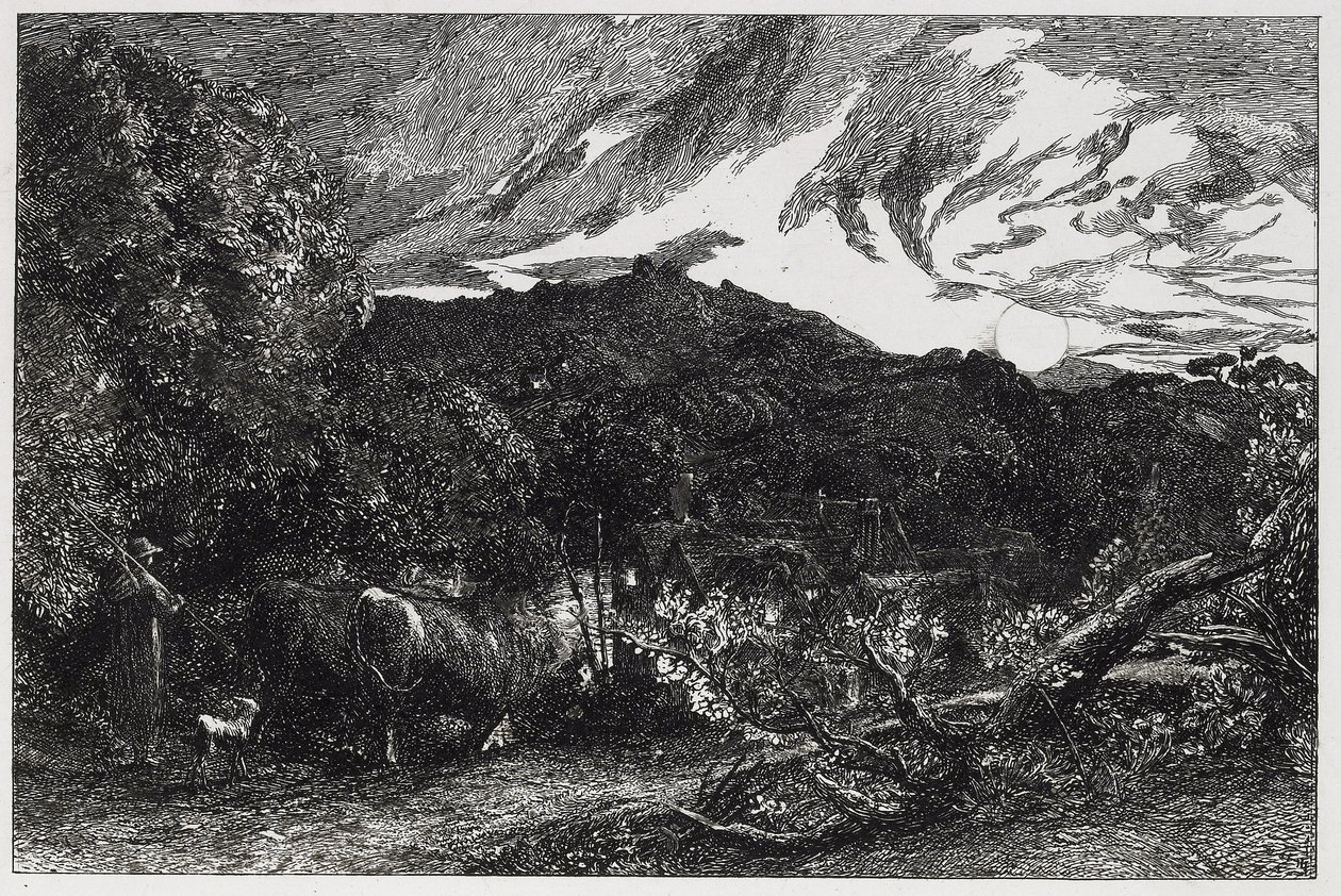 The Weary Ploughman, 1858 (ætsning og tørnål) af Samuel Palmer