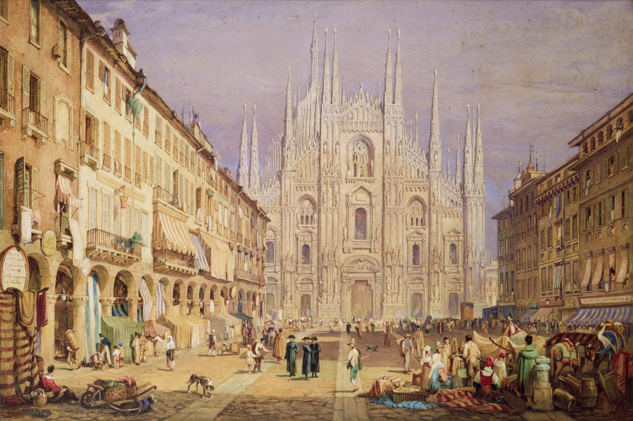 Milano, domkirkepladsen af Samuel Prout