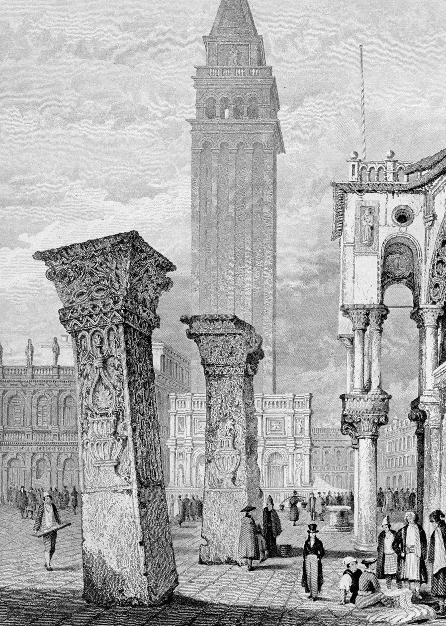 Markuspladsen, Venedig, graveret af Edward John Roberts af Samuel Prout