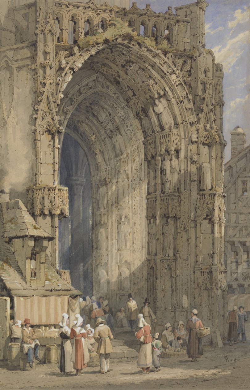 The Porch, Rheims Cathedral, ca. 1840 (wc, gouache og blæk på papir) af Samuel Prout