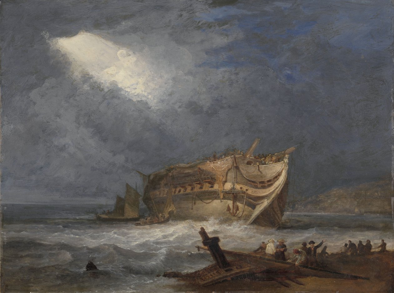 The Wreck of the Dutton, en østindianer af Samuel Prout