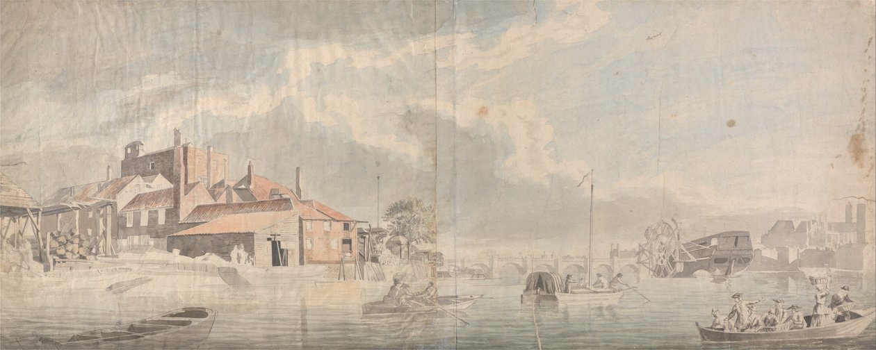 En Thames Wharf med Westminster Bridge i det fjerne af Samuel Scott