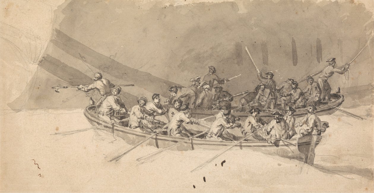 To både med besætninger, Study for The Royal William at Sea af Samuel Scott
