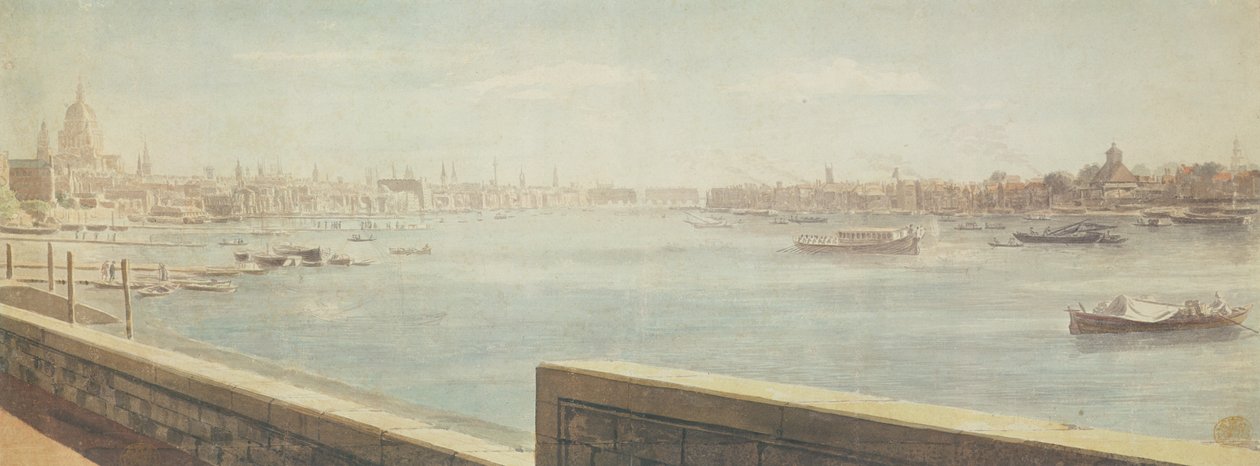 Udsigt over Themsen, London af Samuel Scott