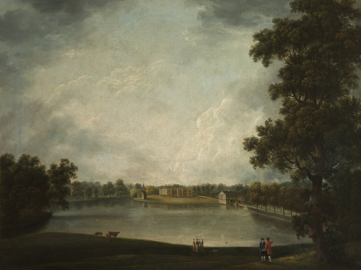 Udsigt over den gamle sal, Tabley, Cheshire af Samuel Stringer