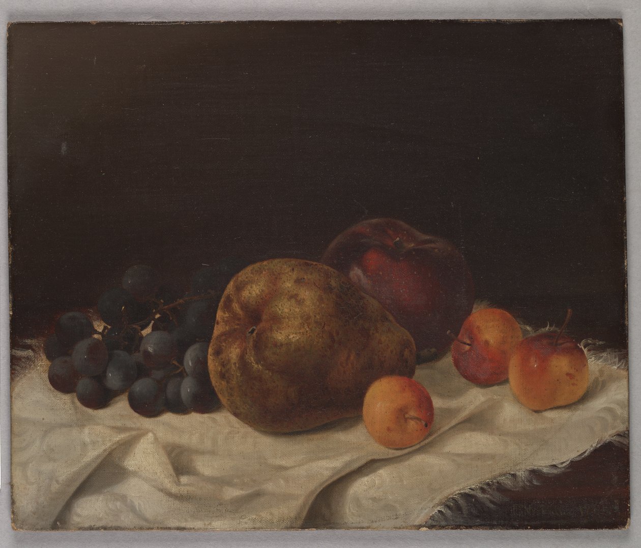 Stilleben med pære (olie på lærred lagt om bord) af Samuel W. Fuller