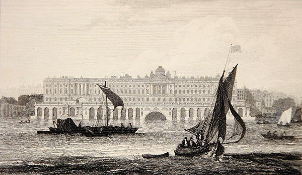 Udsigt over Somerset House fra Themsen, indgraveret af W.B. Cooke (1778-1855) 1814 (gravering) af Samuel (after) Owen