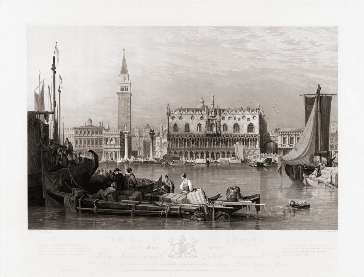 Dogepaladset og Markuspladsen, Venedig af Samuel (after) Prout