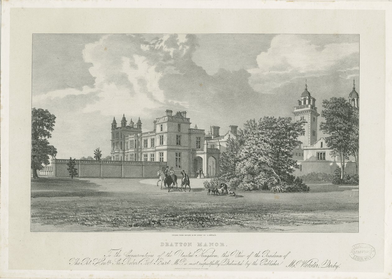 Drayton Bassett - "Drayton Manor": lithograph, and [? 19th century] dani af Samuel A. Rayner