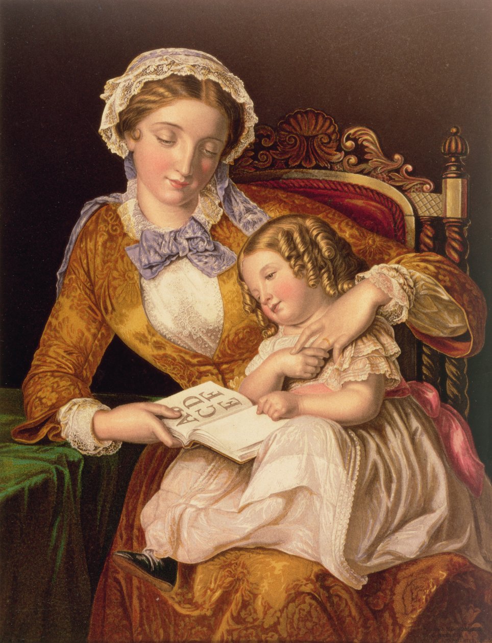 Den første lektion, pub. af Baxter, 1855 (tryk) af Samuel Baruch Halle