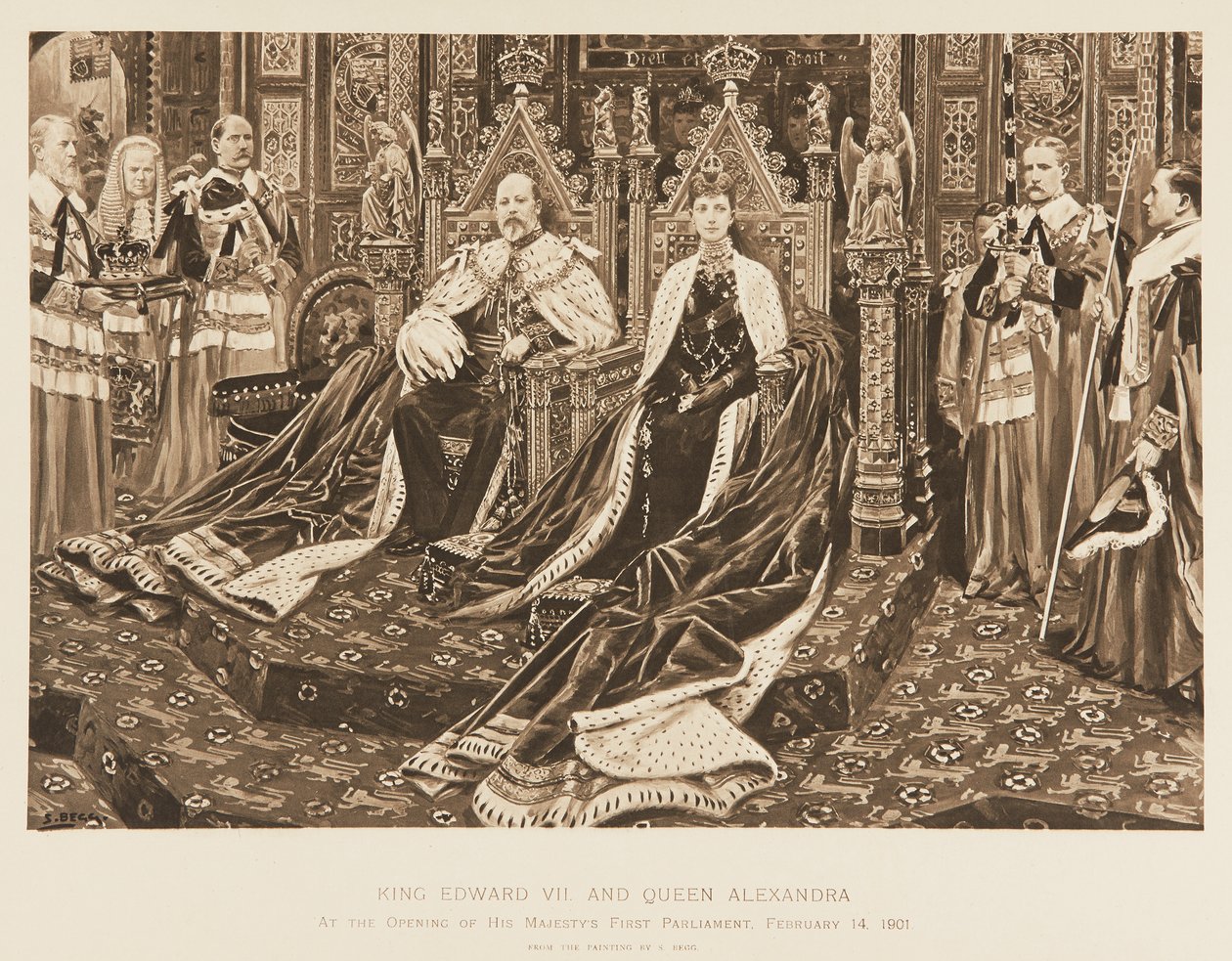 Kong Edward VII og dronning Alexandra i parlamentet af Samuel Begg