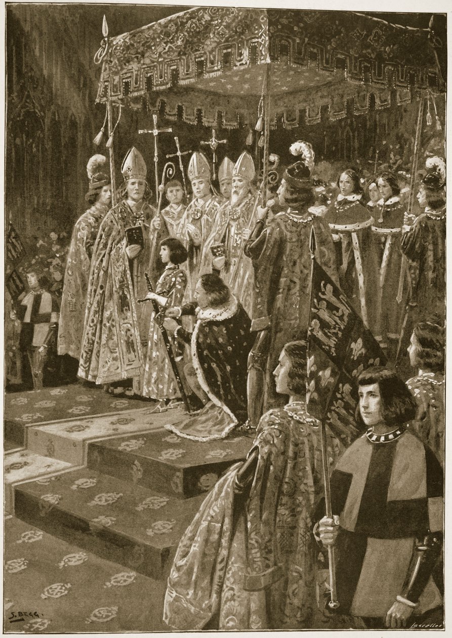 Præsentationen af sporerne og sværdet ved kroningen af Henrik VI på St. Leonard