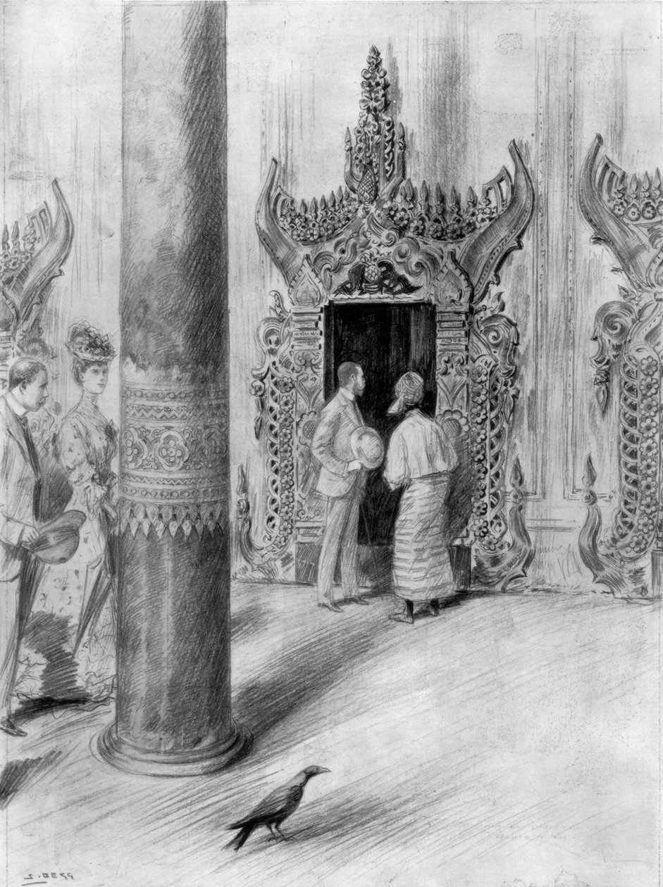 Prinsen og prinsessen af Wales i King Theebaws-paladset, Mandalay, Burma, 1906 af Samuel Begg