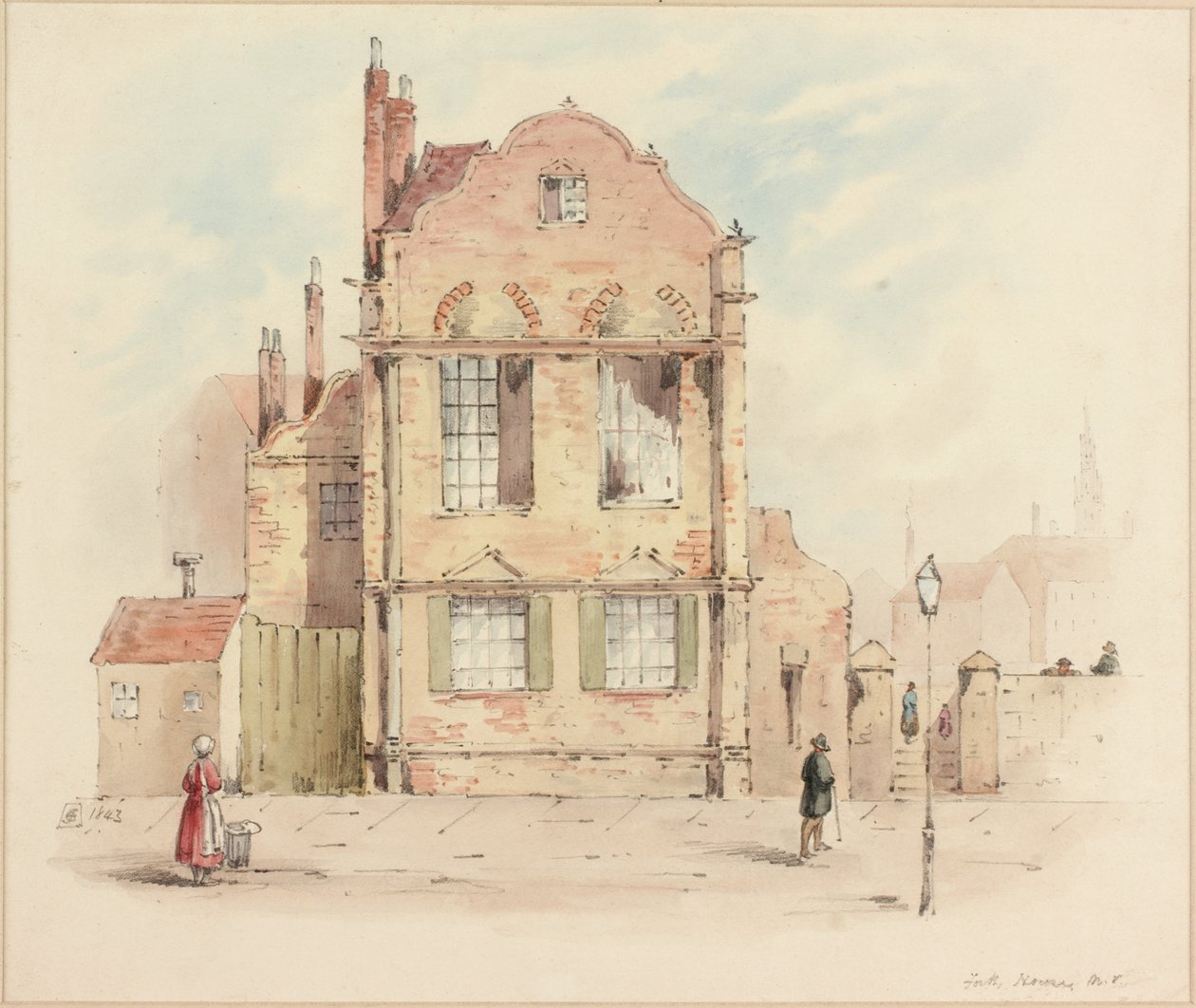 Forth House, Newcastle upon Tyne, 1843 (blyant og wc på papir) af Samuel Bilston