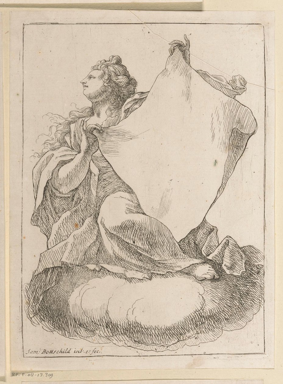 Kvinde med en klud i hænderne Forskellige designs (serietitel) Opera Varia Historica, Poetica & Iconologica (serietitel) af Samuel Bottschild