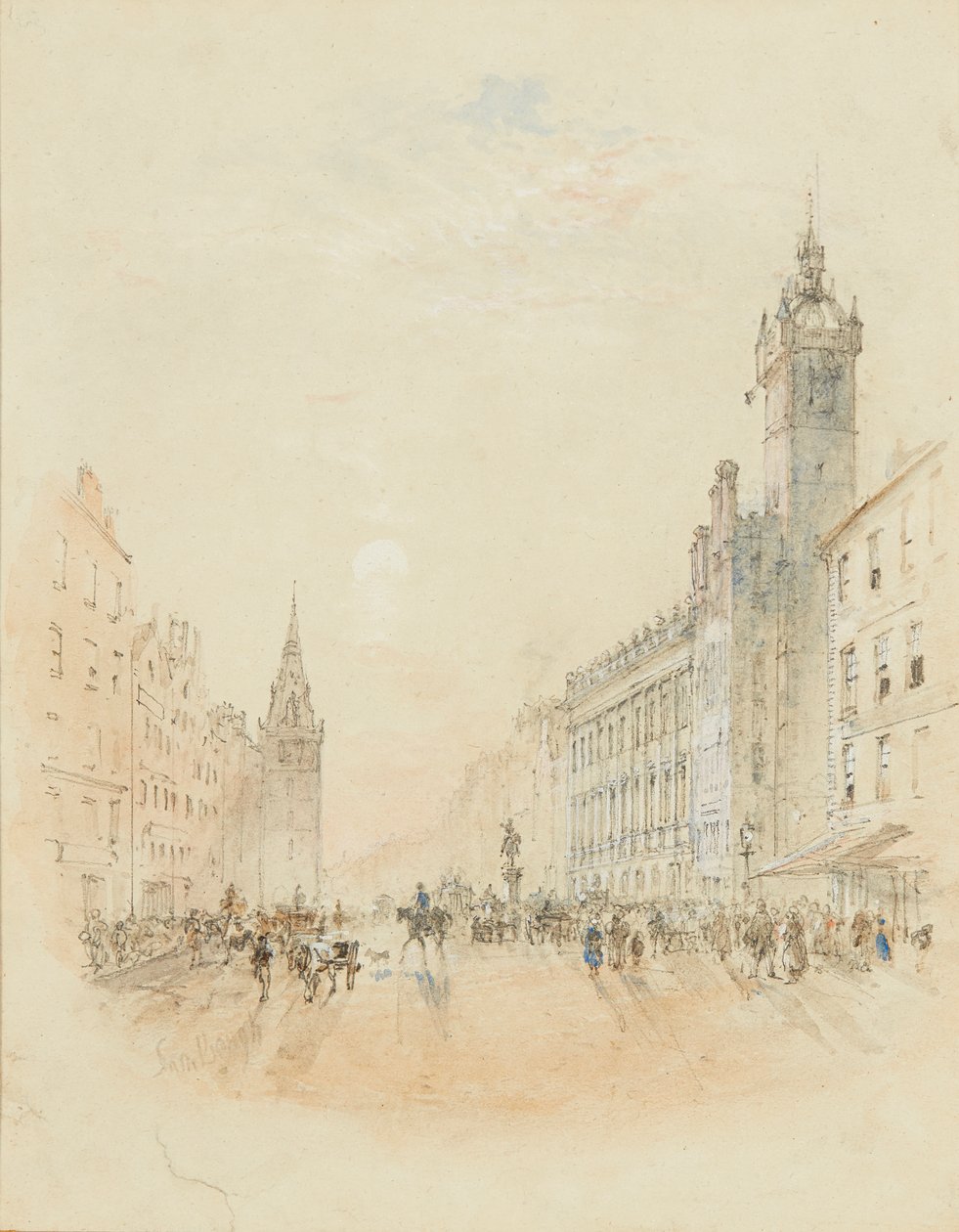 Trongate, Glasgow (blyant og akvarel) af Samuel Bough