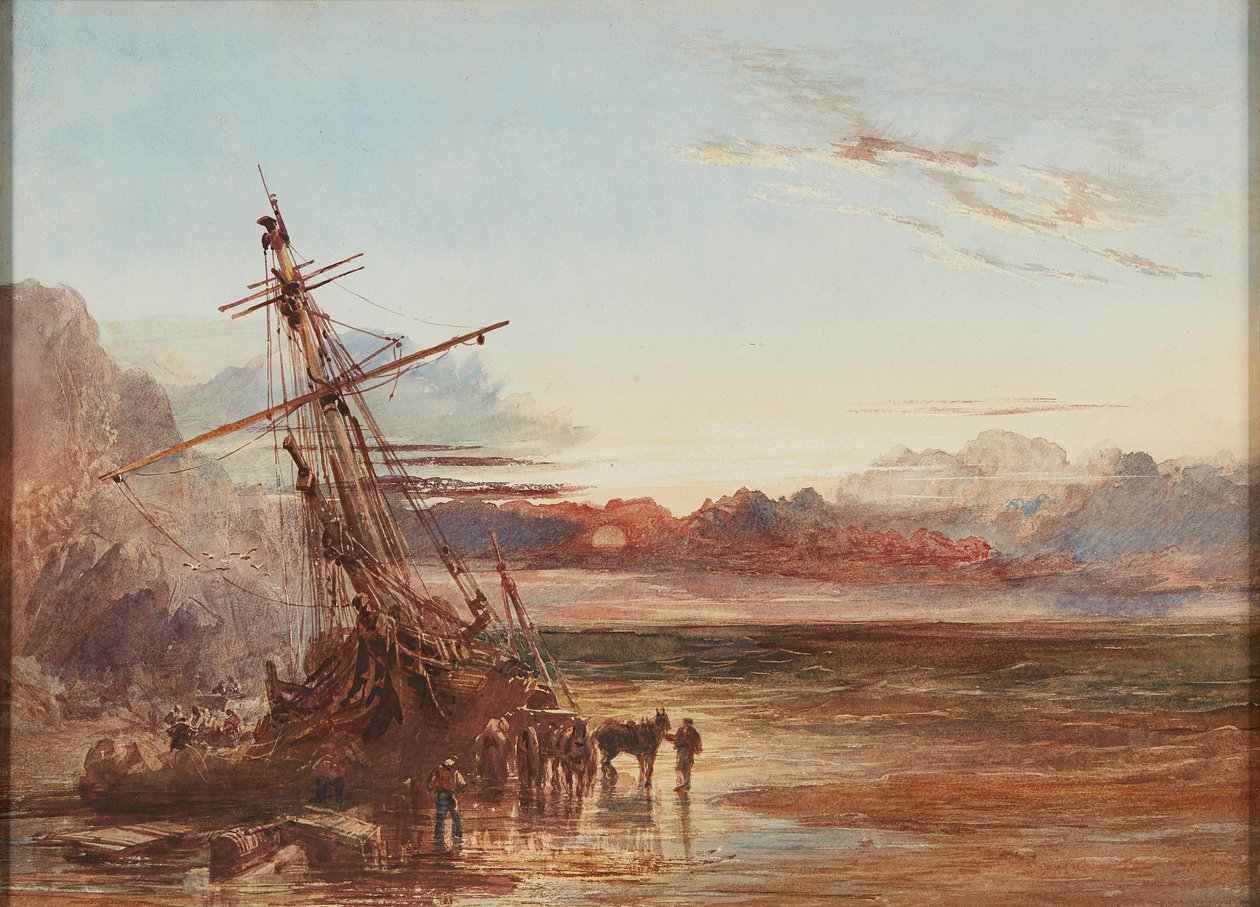 Lossning af vraget (akvarel) af Samuel Bough
