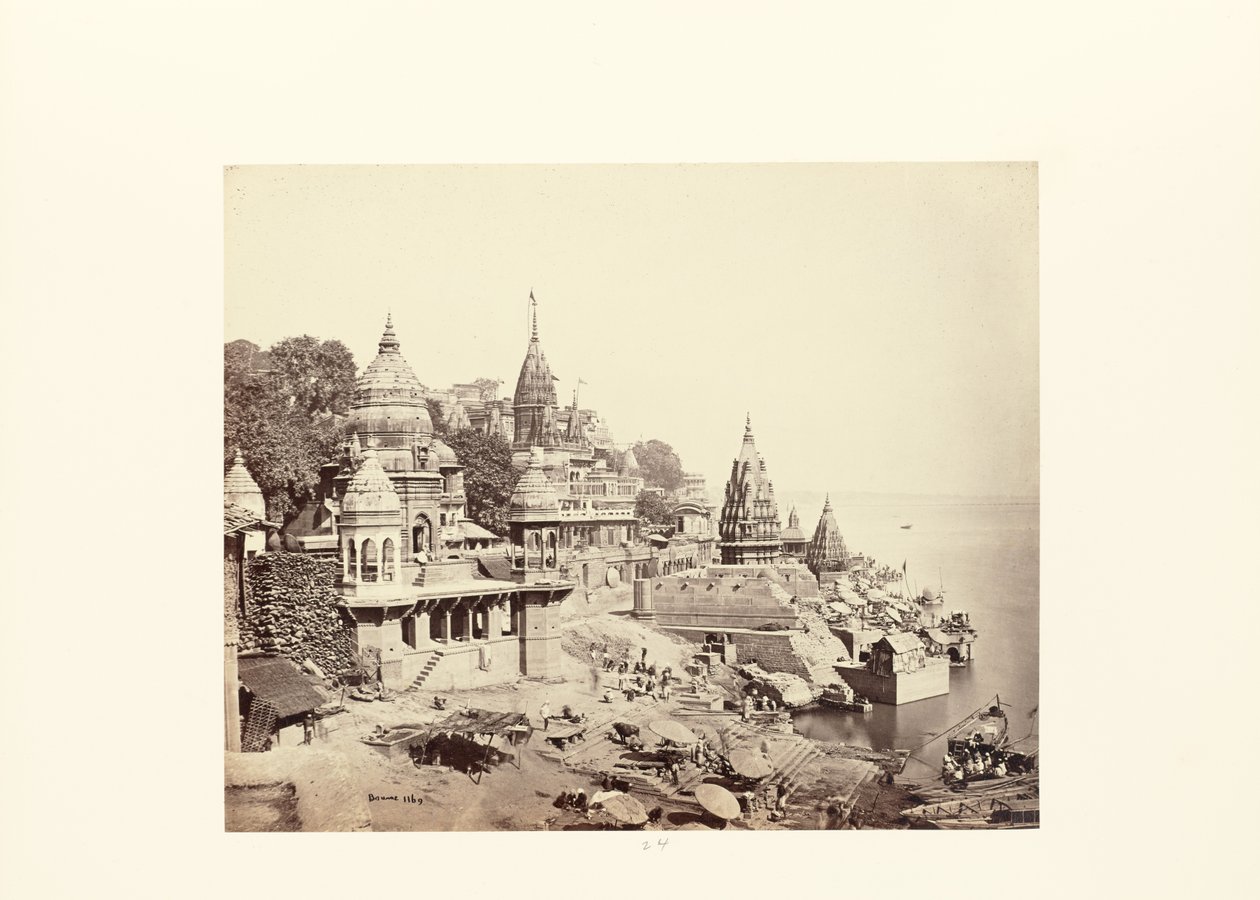 Benares; Det brændende Ghat af Samuel Bourne