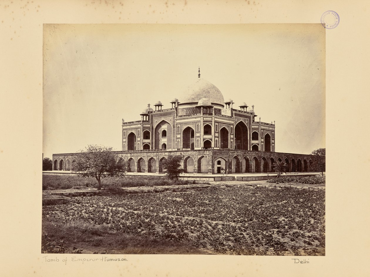 Delhi; kejser Humayuns mausoleum af Samuel Bourne
