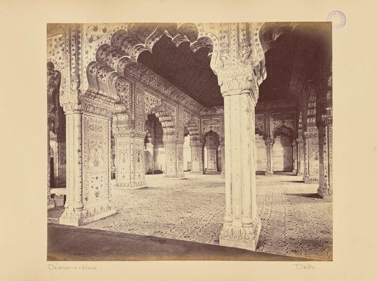Delhi; paladset, interiør i Dewan-i-Kass af Samuel Bourne