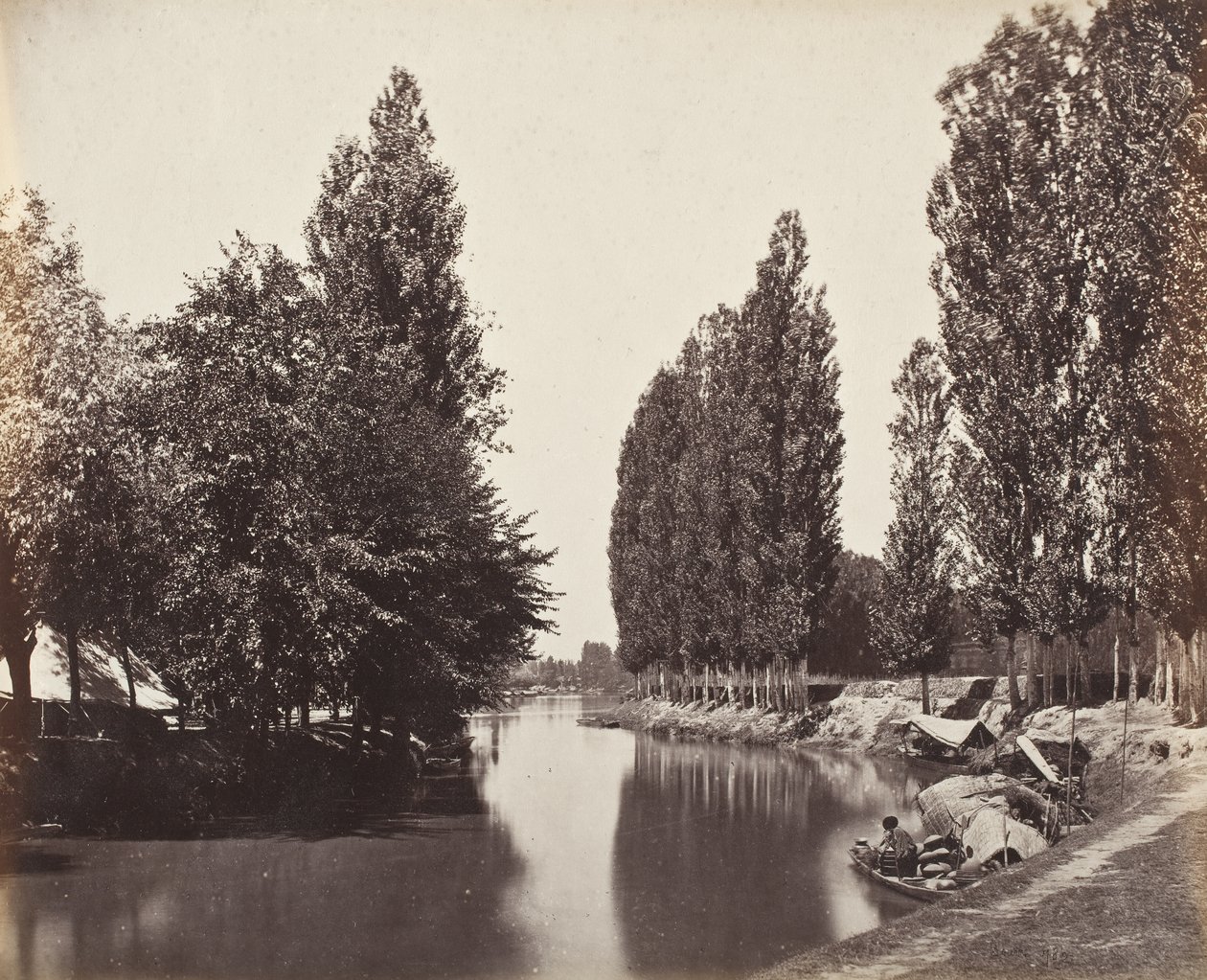 Flod med træer (Indien) af Samuel Bourne