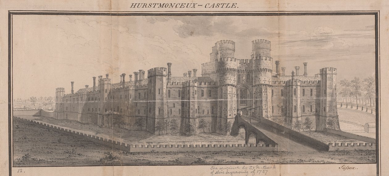 Herstmonceux Castle, Sussex af Samuel Buck